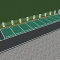 Electric Vehicle Charging Station With Multiple Charging Piles And Green Parking Area