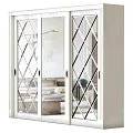White Frame Double Sliding Doors With Diamond Pattern Glass For Interior