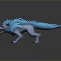 Fantasy Wolf Character Design With Blue Fur And Purple Eyes