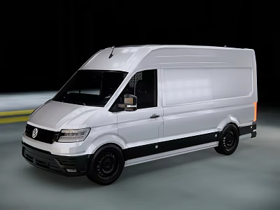 White Commercial Cargo Van With Modern Sleek Body And Black Wheels 3d model
