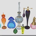 Vintage Colorful Glass Perfume Bottles Collection With Diverse Shapes And Intricate Details