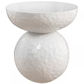 White Ceramic Coffee Table With Spherical Base And Bowl Shaped Top For Modern Living Room