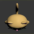 Cute Cartoon Cat Character 3D Model With Pink Ears Yellow Body And White Belly
