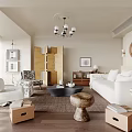 Middle Ancient Living Room Sofa Combination Coffee Table Carpet Leisure Sofa 3d model