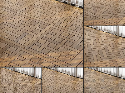 Natural Wooden Floor Parquet Design With Herringbone Patterns And Classic Interior 3d model