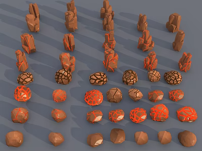 Various Wood and Stone Decorative Pieces With Diverse Shapes Sizes and Natural Textures 3d model