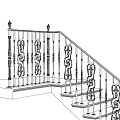 Decorative Wrought Iron Staircase Railing With Intricate Patterns And Balusters