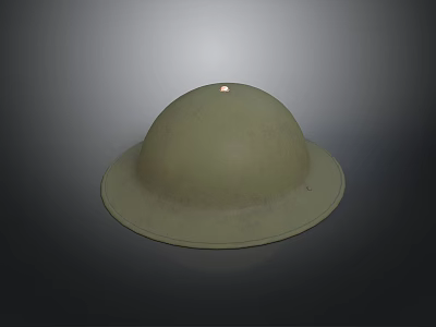 Light Brown Dome Shaped Military Weapon Helmet With Wide Brim And Top Rivet 3d model
