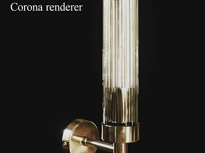 Modern Wall Sconce With Metal Bracket And Transparent Ribbed Glass Shade 3d model