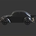 Silver Beetle Inspired Vintage Car With Sleek Metallic Finish And Classic Design