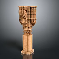 Classical Architectural Column With Intricate Carvings And Ornate Stone Structure