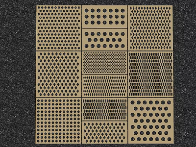 Various Perforated Metal Sheet Patterns With Different Hole Designs And Textures 3d model