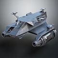 Futuristic Sci Fi Spacecraft Design With Multiple Engines And Weapon Mounted Structures 3d model