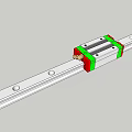 Linear Guide Rail With Aluminum Track And Green Red Slider Components 3d model