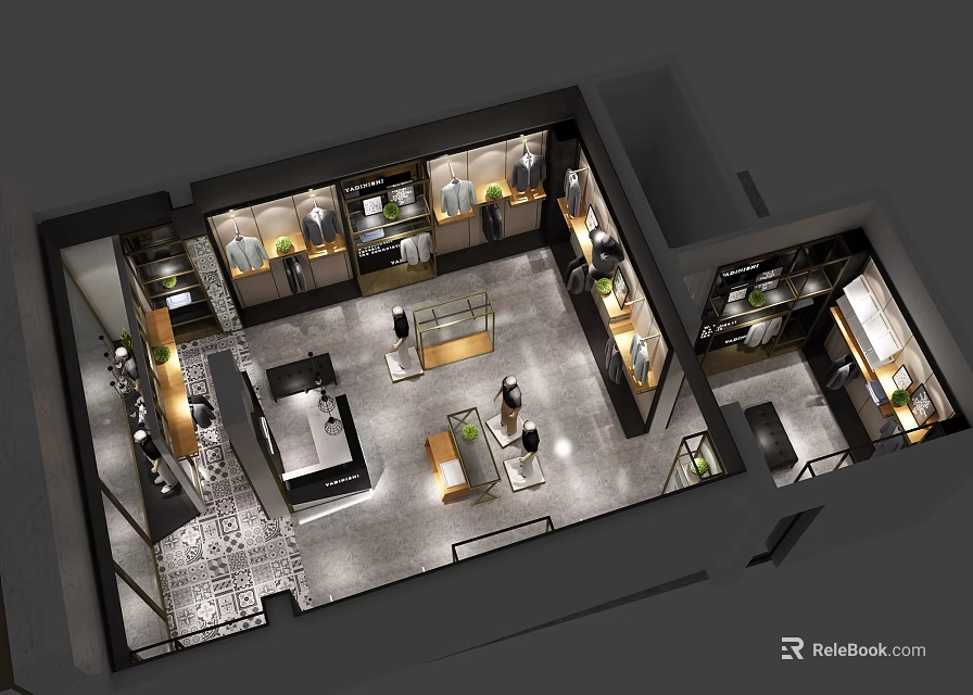 Modern Clothing Store Interior Design With Display Racks Mannequins And Elegant Decor 3d model 