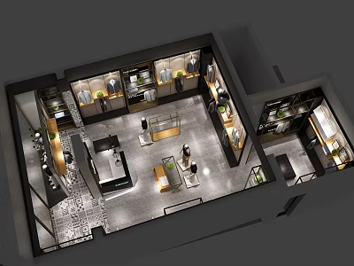 Modern Clothing Store Interior Design With Display Racks Mannequins And Elegant Decor 3d model