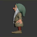 3D Rendered Dwarf Character With Green Hat White Beard And Brown Clothing