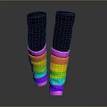 Black Boots With Rainbow Colored Stripes On Shaft For Fashionable Look