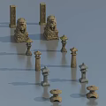 Traditional Outdoor Lights With Decorative Stone Pillar Lion Head And Various Height Designs
