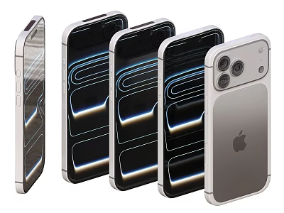 Apple iPhone Smartphones With Silver Frame Camera Module And Dynamic Display Design 3d model
