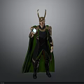 Male Fantasy Character With Golden Horns Green Cape And Glowing Blue Orb
