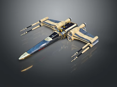 Futuristic Spaceship Featuring Sleek Metallic Design Wing Structure Sharp Nose And Engine Details Dark Surface 3d model