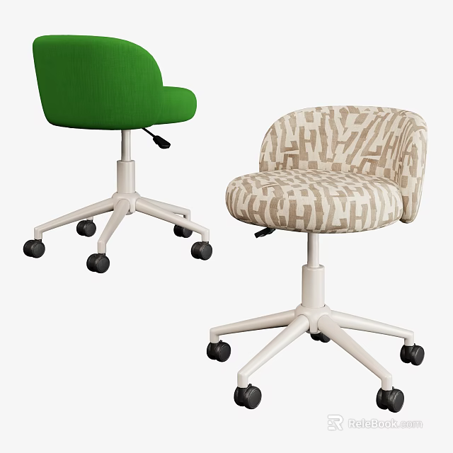 Modern Soft Fabric Upholstered Adjustable Swivel Rolling Stools With Different Styles For Home Office Use 3d model 