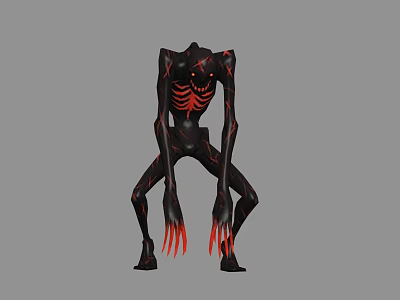 Black Game Movie Character Featuring Red Chest Patterns Long Arms And Sharp Claws 3d model