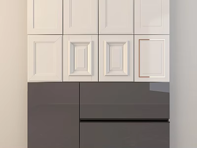 Wardrobe Doors With White Recessed Panel Design And Dark Gray High Gloss Smooth Surface 3d model