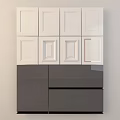 Wardrobe Doors With White Recessed Panel Design And Dark Gray High Gloss Smooth Surface 3d model