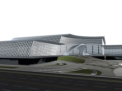 Contemporary Urban Building Featuring Glass Facade Curved Roof And Streamlined Exterior Design 3d model
