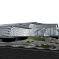 Contemporary Urban Building Featuring Glass Facade Curved Roof And Streamlined Exterior Design