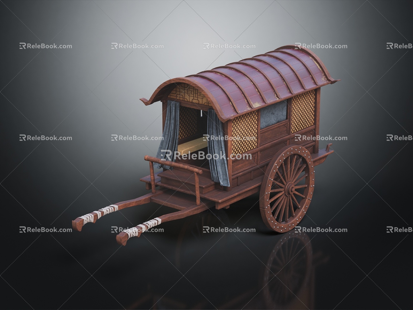 Chinese Style Carriage Official Car Ancient Sedan Car Official Car 3d model