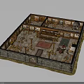 Traditional Indoor Hall With Wooden Furniture Rugs Tables And Decorative Paintings