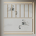 New Chinese Zen Hanging Painting Background Wall Hard Bag Tea Room Hanging Painting 3d model