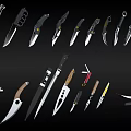 Weapons Collection Including Knives Swords Daggers and Bladed Tools with Different Designs