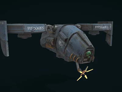 Sci Fi Metallic Aircraft With DR7 DR08 F19 8835 Markings And Yellow Propeller 3d model