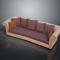 Comfortable Upholstered Sofa With Beige Frame Brown Cushions And Pillows