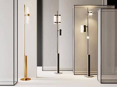 Modern Floor Lamps With Minimalist Design And Metal Details 3d model