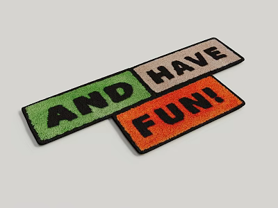 Stylish Carpet Featuring And Have Fun Letters In Green Brown And Orange Colors 3d model