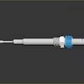 Modern Electronic Component With Cylindrical Metal Body And Blue White Design Accents