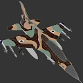 Camouflage Military Fighter Jet With Missiles And Star Insignia Design