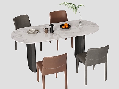 Modern Dining Table and Chair Marble Dining Table Leather Dining Chair Single Chair 3d model