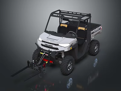 Industrial Equipment Utility UTV with Towing Fork Cargo Bed and Off Road Wheels for Operations 3d model