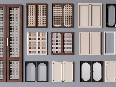 Modern Wardrobe Door Designs with Grid Patterns and Various Panel Styles 3d model