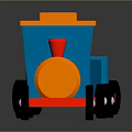 Colorful Toy Train with Orange Engine Blue Cars Black Wheels and Red Base