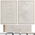 Abstract Textured Wall Art With Curved Patterns And Metallic Frames 3d model