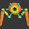 Robotic Spider Creature With Orange Body Yellow Joints And Green Center