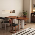 Middle style dining table and chair 3d model