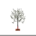 Multiple Arbor Trees With Red Trunks Square Base And Green Foliage 3d model